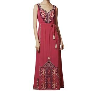 Vanessa Virginia Size 14 Anthropologie Dayak Maxi Dress  Embroidered Boho‎